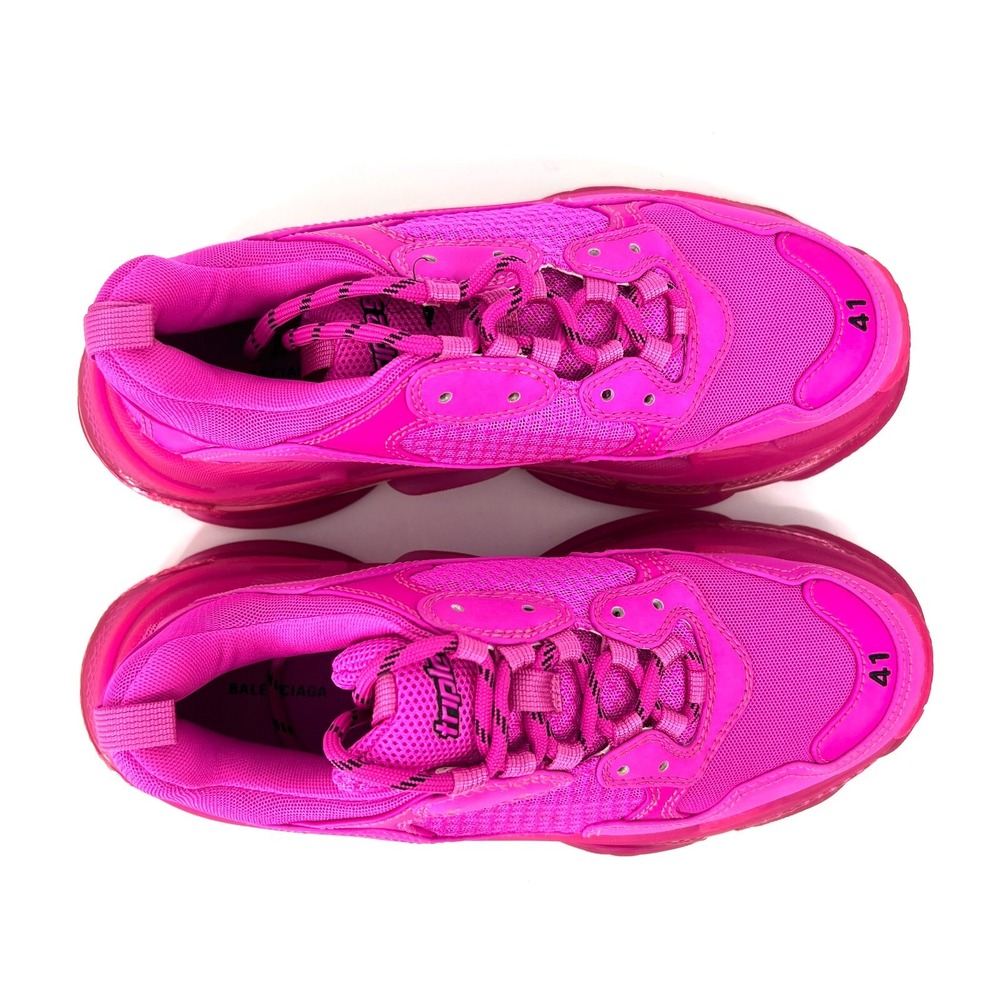 Balenciaga Triple S Sneakers Shoes Mens Size 41 Clear Sole Pink Logo Lace Up NEW - Picture 7 of 15